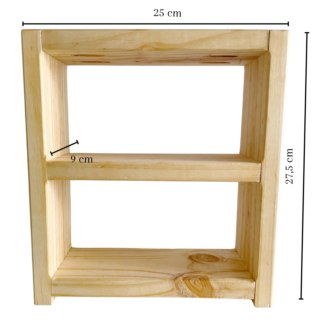 Repisa de Madera + 6 especieros de 145 ml con tapa de corcho natural