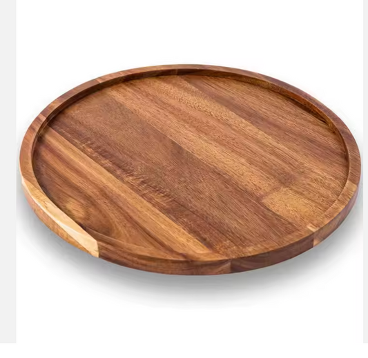 Bandeja de madera circular con Borde Rocio
