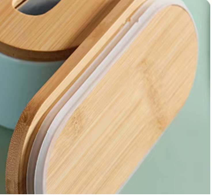 Mantequillero de cerámica con tapa de Bambú