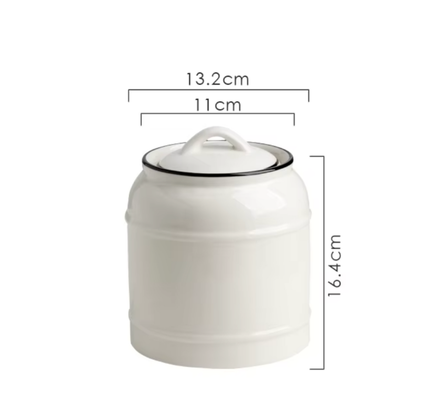 Contenedor de Cerámica Esmaltada con Tapa Blanca 1.200 ml