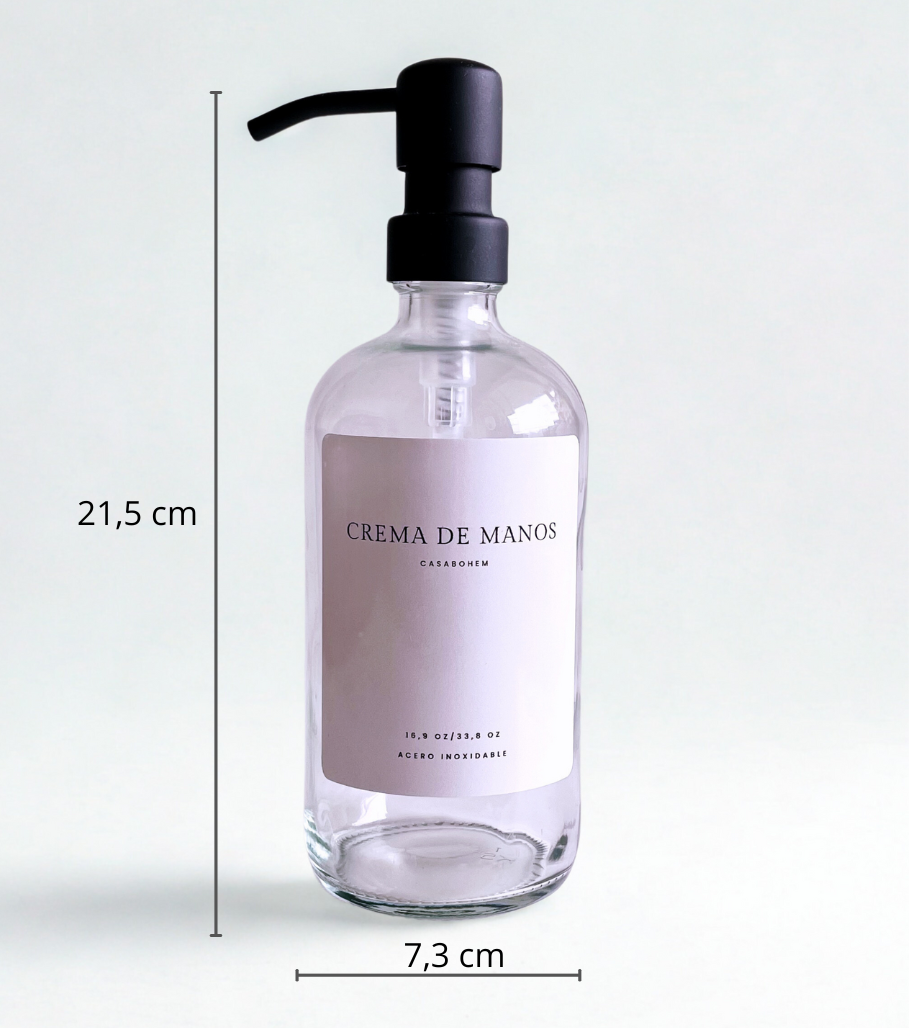 Pack 3 Dispensadores  de vidrio transparente 500 ml + Acero Inoxidable