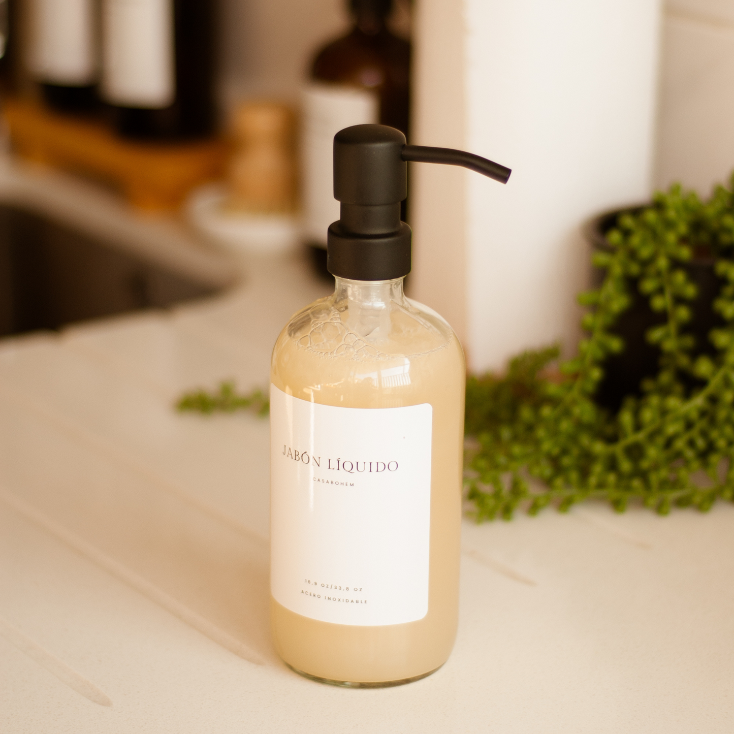 NUEVO! Dispensador vidrio transparente 500 ml - Acero Inoxidable