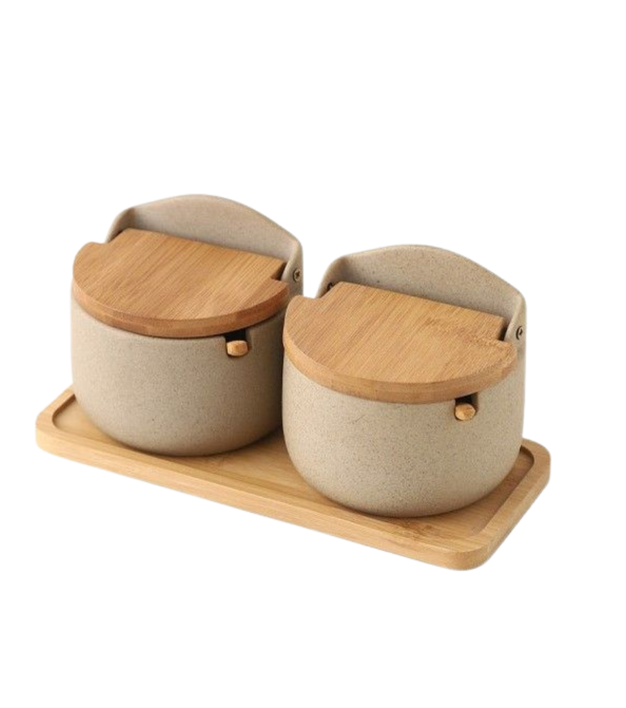 Pack 2 envases de cerámica para sal o condimentos