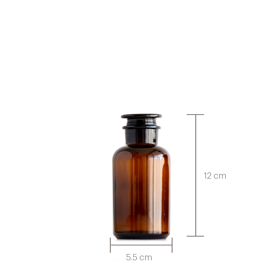 Frasco de Vidrio Ámbar Boticario con tapa 250 ml