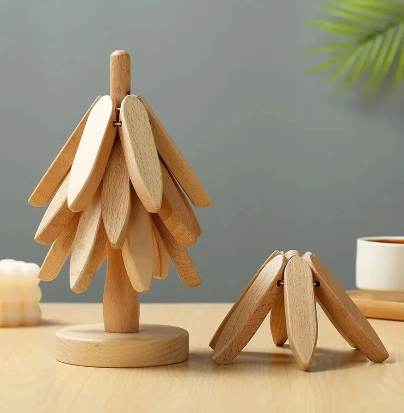 Árbol Nórdico de Madera Posa Ollas- Diseño 3 en 1