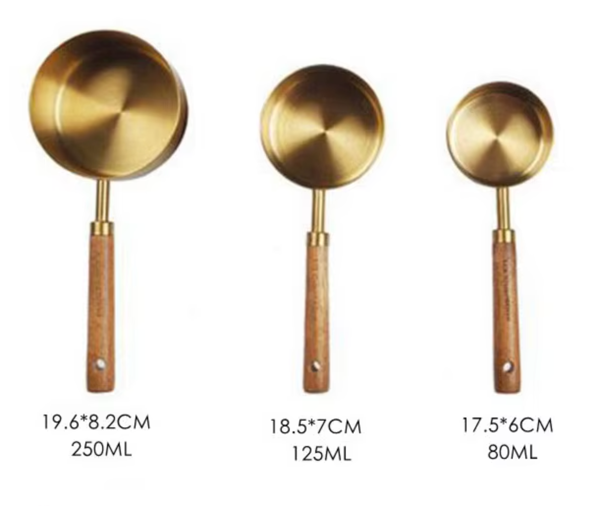 Pack Tazas y Cucharas Medidoras- Madera y Acero Inox