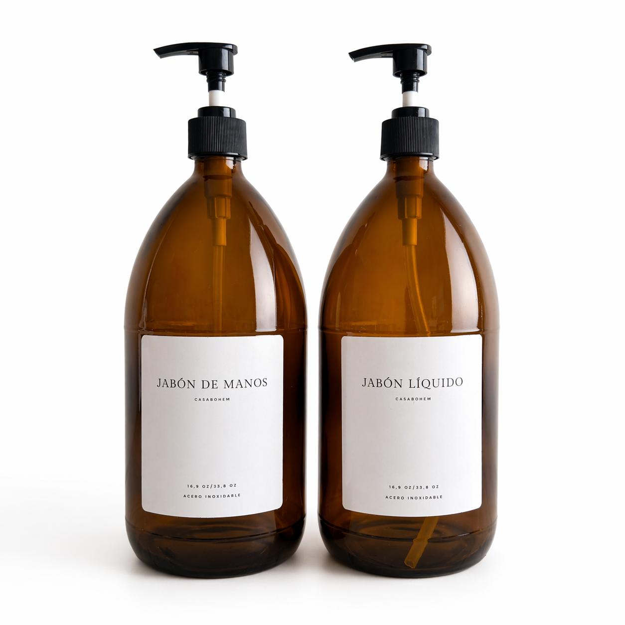 Dispensador de Vidrio Ámbar 1000ml (1 litro) Válvula Plástica Negra