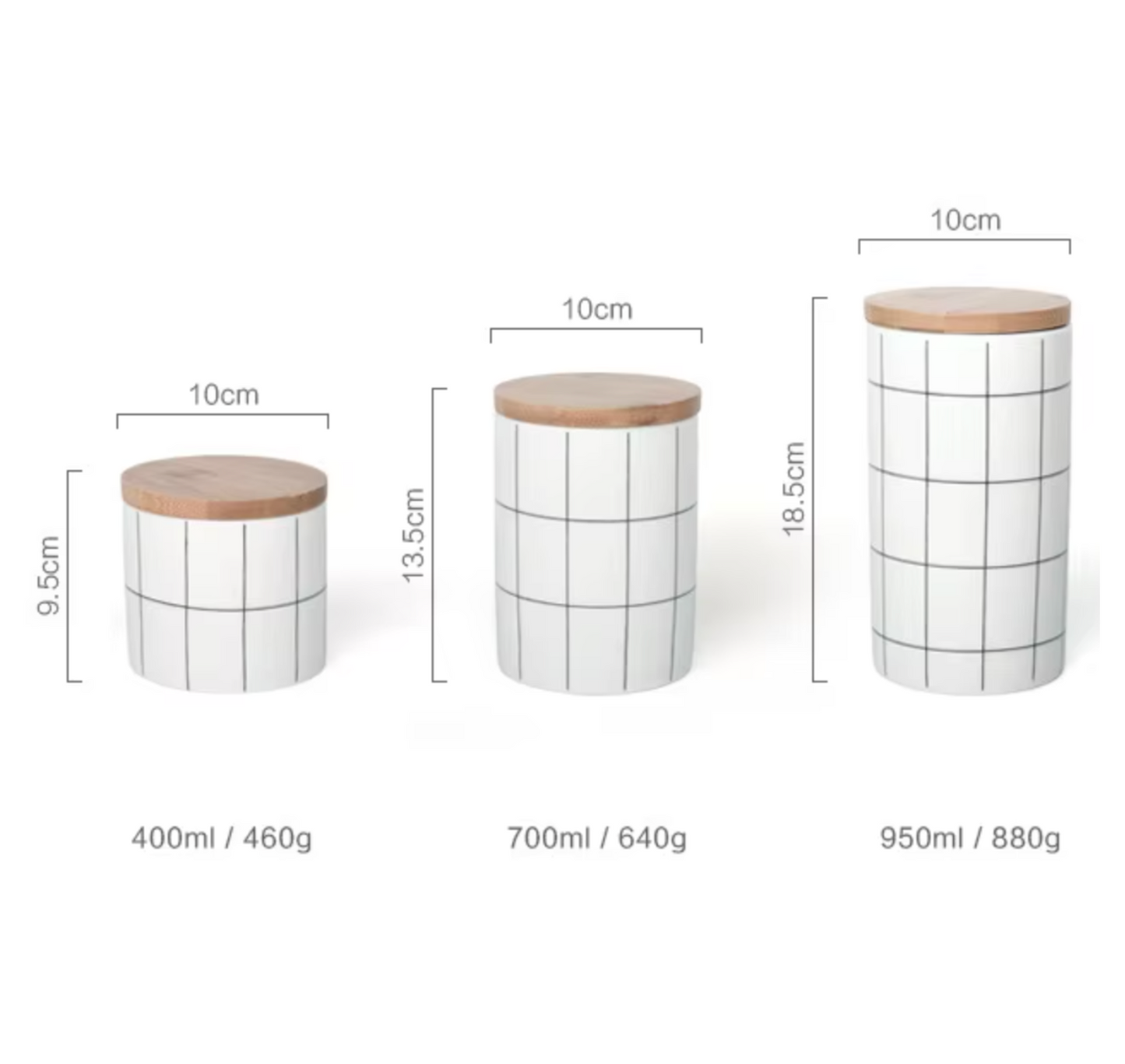 Pack 3 Contenedores Cerámica Rayas
