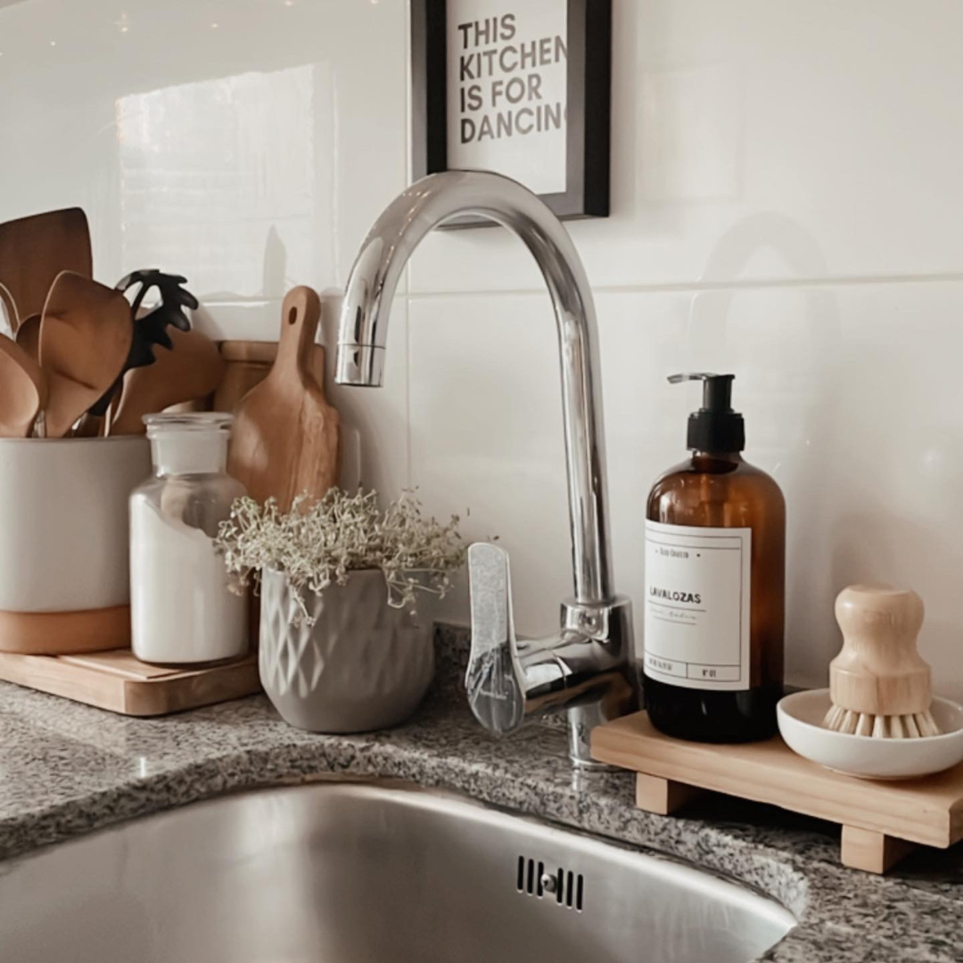 Pedestal de madera Organizador de Dispensadores