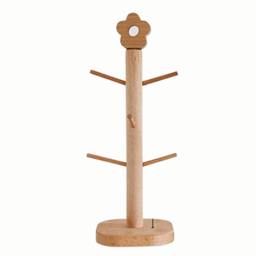 Porta Tazas de Madera Flor
