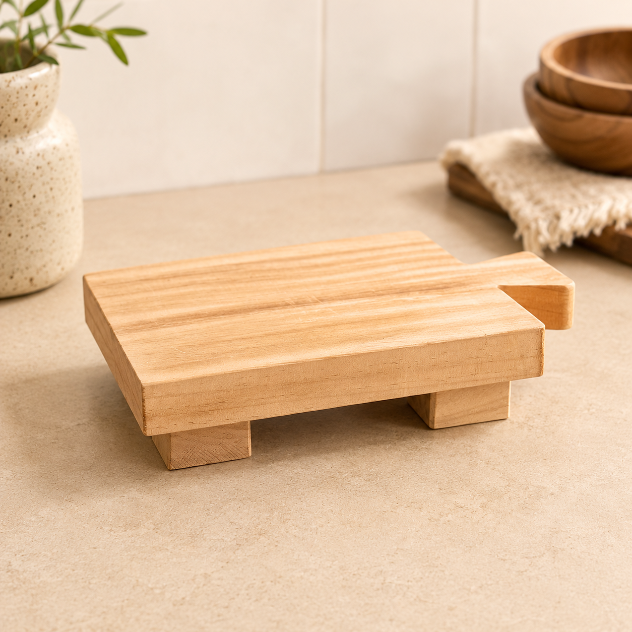 Pedestal de Madera Tabla con Patas.
