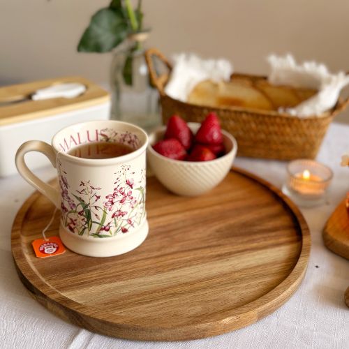 Bandeja de madera circular con Borde Rocio