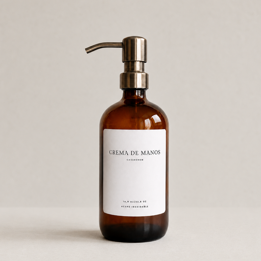 Dispensador de vidrio ámbar 500 ml/ Acero Inoxidable