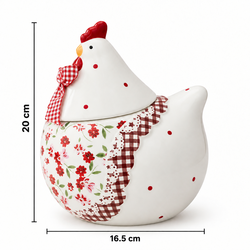 Tarro de Cerámica Gallina Floral con Tapa 1 L