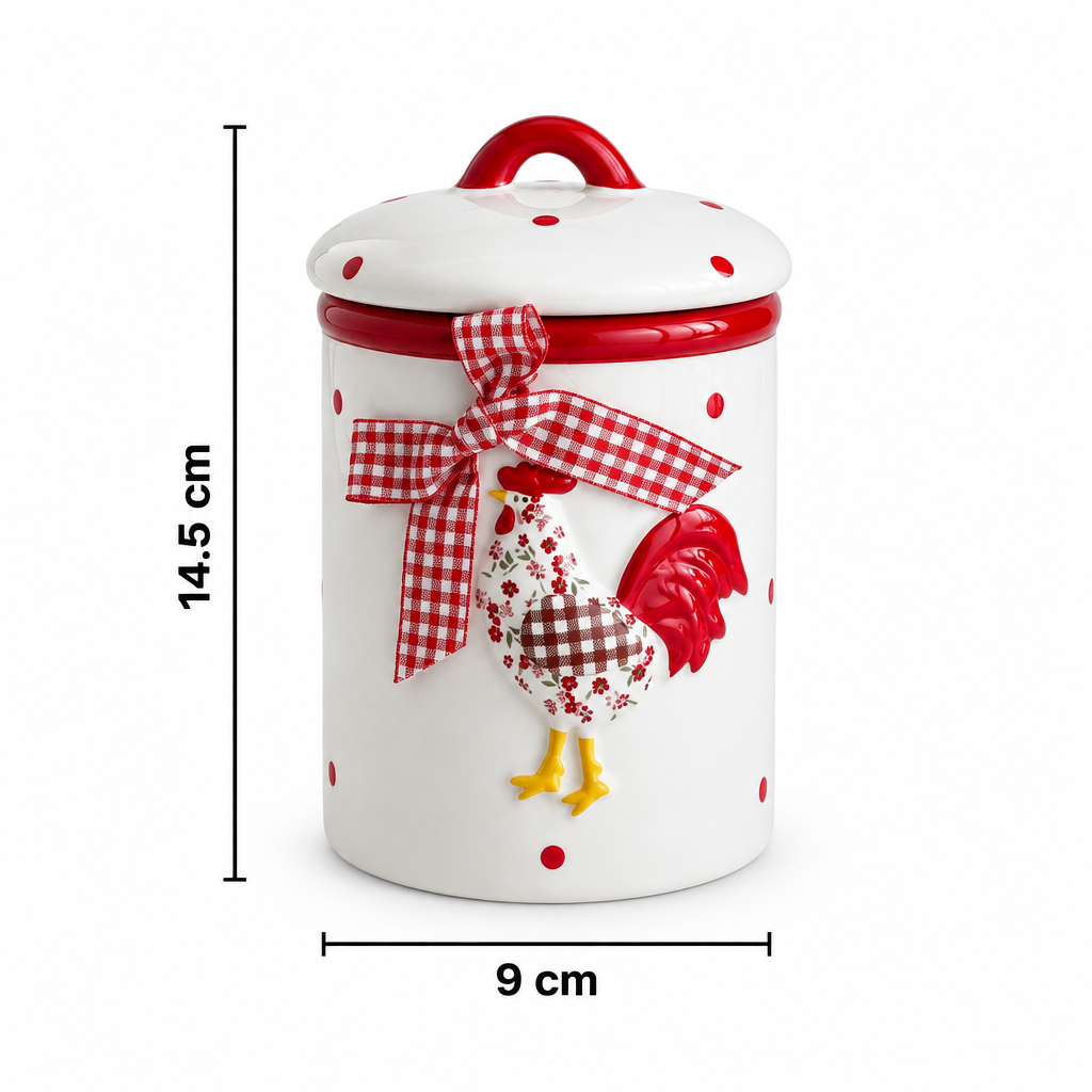 Tarro de Cerámica Gallo Cottage con Tapa Hermética 400 ml