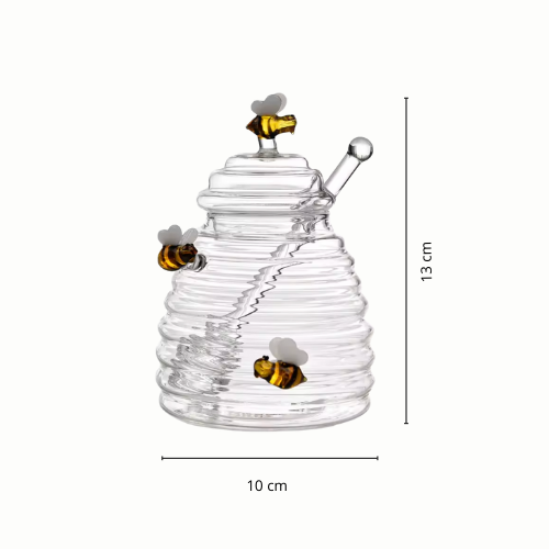 Tarro de Miel de Vidrio con Diseño de Colmena 🐝 – 450 ml
