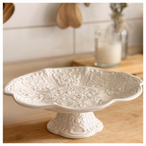 Pedestal de Cerámica con Relieve Floral  Paris.