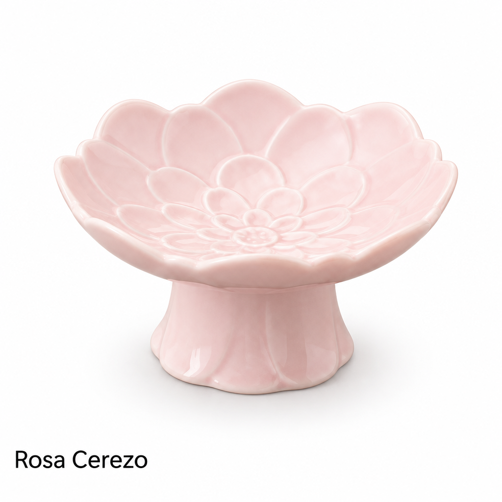 Plato Pedestal Flor de Cerámica Bohem