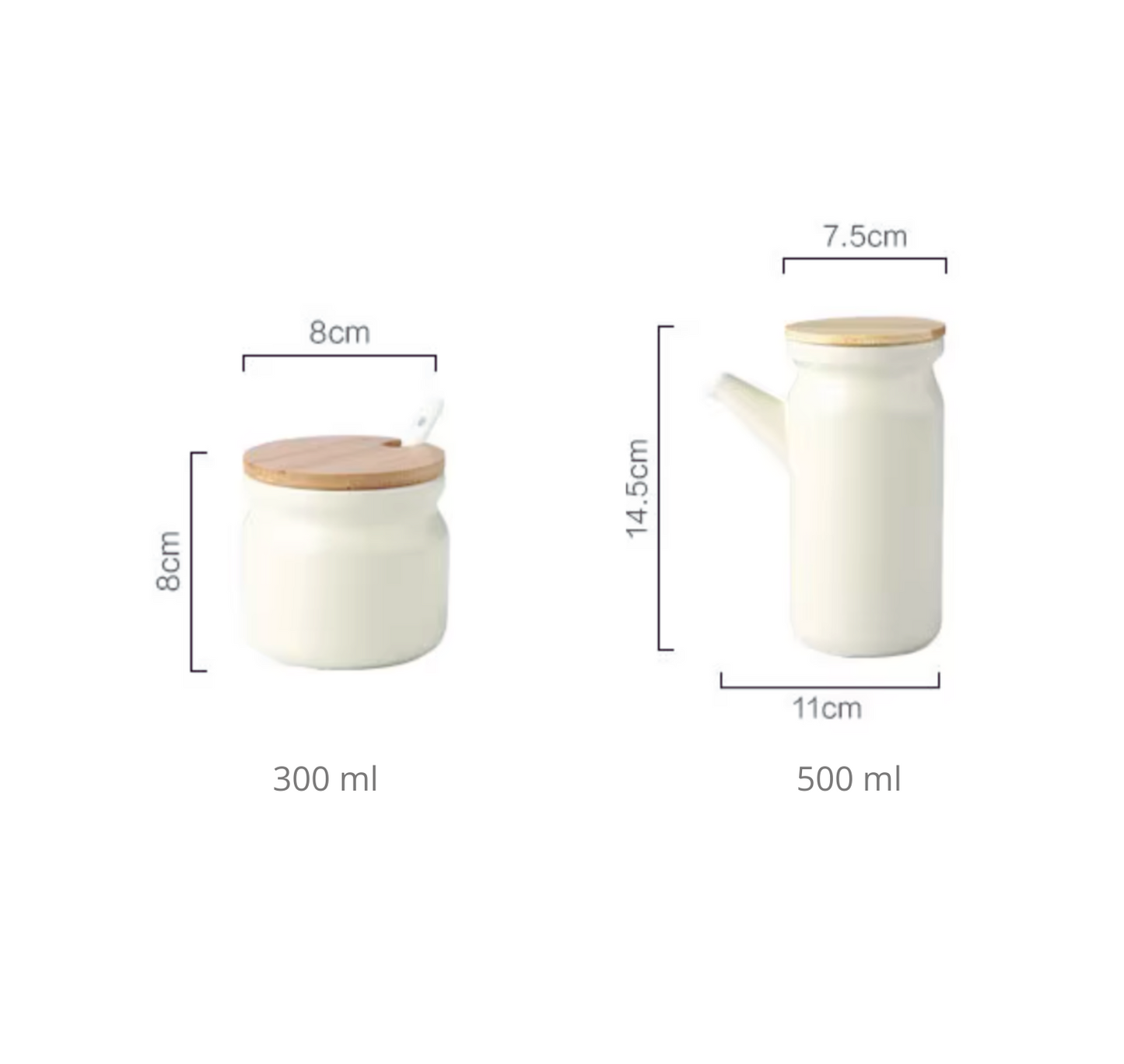 Pack 2 Contenedores  de Cerámica+ Aceitera+Soporte de Metal.✨