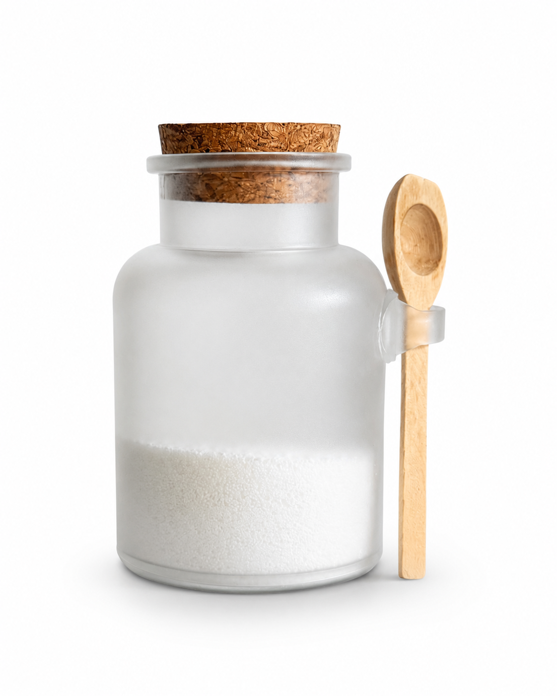 Tarro Organizador de Plástico con Tapa de Corcho y  Cuchara de Madera 500 ml